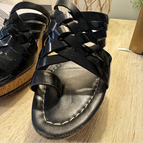 Donald J. Pliner Black Wedge Cork Sandals - Picture 4 of 8